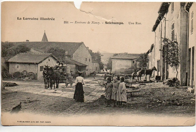 SEICHAMPS  - Meurthe & Moselle - CPA 54 - Attelage - rue - Maréchal Ferrant