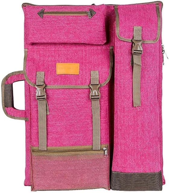 Art Portfolio Case Artist Backpack Canvas Bag Large 26” X 19.5” Magenta Color