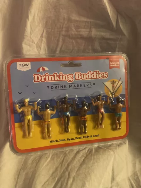 Marcadores de bebida para amigos bebedores ~ cóctel/vaso de vino dije masculino 6 unidades A62