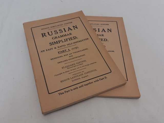 Hugo Russian Course VINTAGE HUGO'S SIMPLIFIED System Russian Grammar Part 1 & 2 Books ...