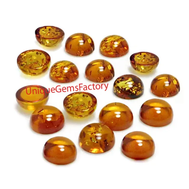 AAA Natural Amber Round Flat back Cabochon 3MM-15MM Loose Gemstone Wholesale Lot