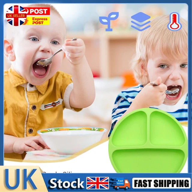 Cute Baby Infant Dining Plate Non Slip Training Sucker Dishes Tableware (Green)