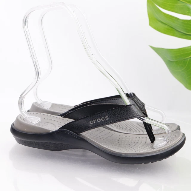 Crocs Women's Capri Sandal Size 8 Thong Slide Flip Flop Shoe Black Casual Beach
