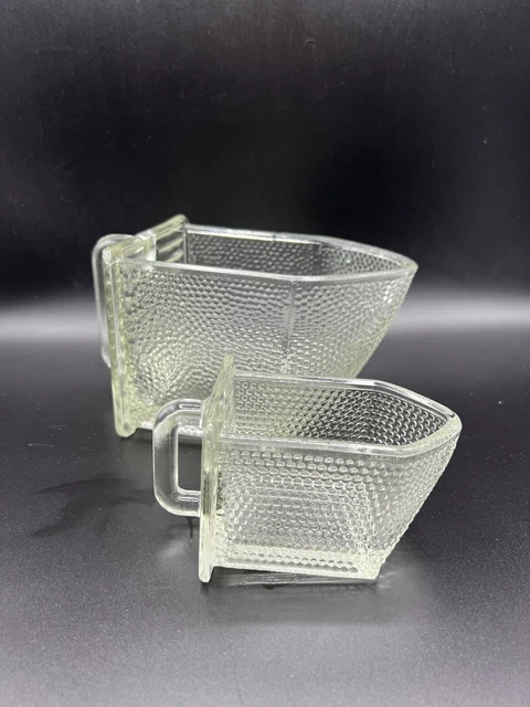 2 Gerrix Poncet Vintage Glass Scoops For Hoosier Cabinet Handled 1930’s 3C &2/3C 2