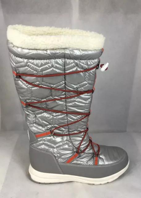 Khombu Women's US Ski Team Slalom V Waterproof  Silver Winter Tall Boots Sz 7 M