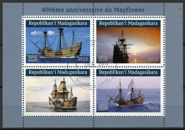 Madagascar Ships Stamps 2019 CTO Mayflower 400 Years Boats Nautical 4v M/S