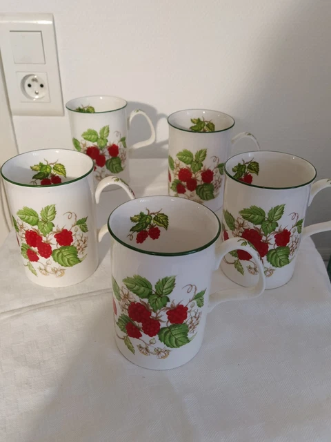 Roy Kirkham 5  mugs, tasses en  Porcelaine Décor Raspberry Framboise