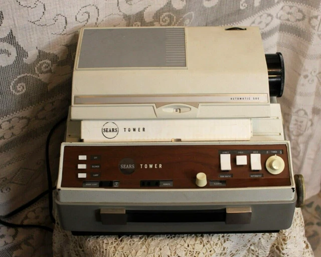 VINTAGE SEARS TOWER Automatic 500 Slide Projector 9885 Light Blower