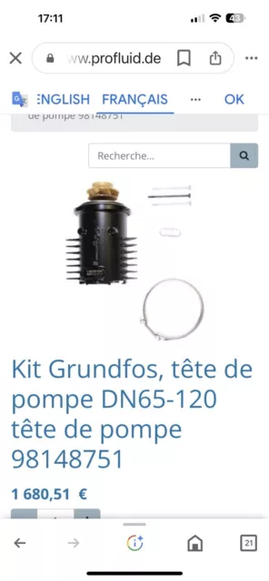 Kit Grundfos, tête de pompe DN65-120 tête de pompe 98148751