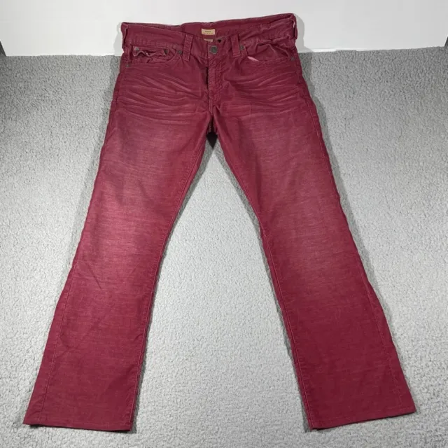 TRUE RELIGION PANTS Mens 36 Red Ricky Relaxed Stretch Straight Corduroy ...