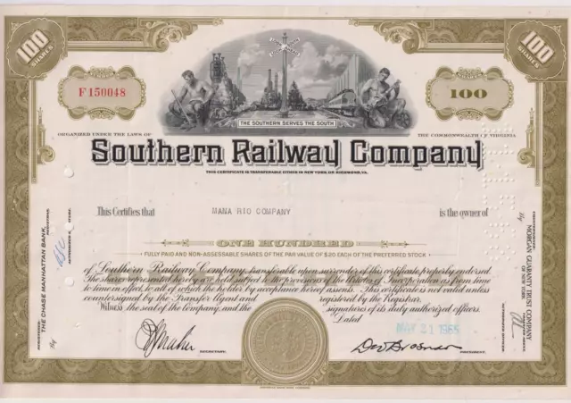 Southern Railway Company Stock Certificate