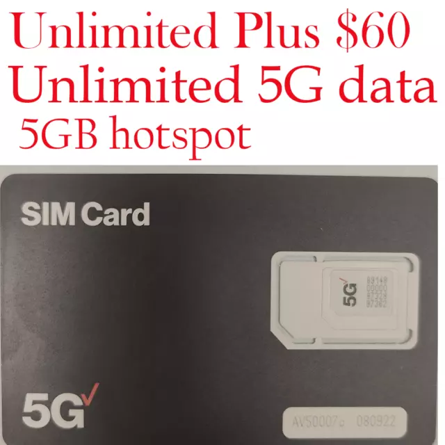 Verizon Unlimited 5G & 4G LTE Wireless Plan - $60 with 5GB Hotspot