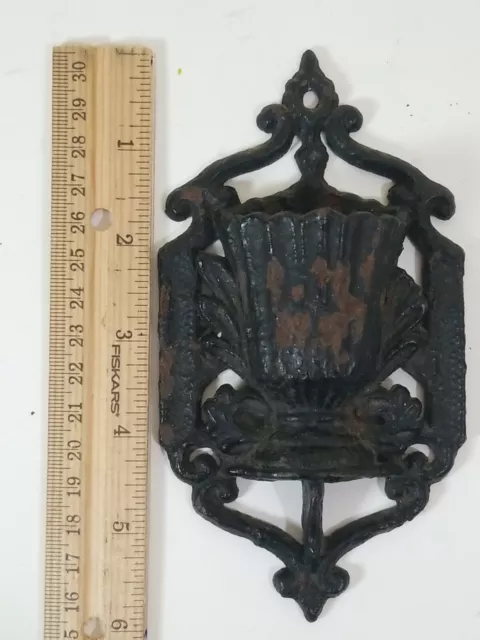 Antique Cast-Iron Match Holder WILTON Urn Shape Ornate Victorian Stove Fireplace