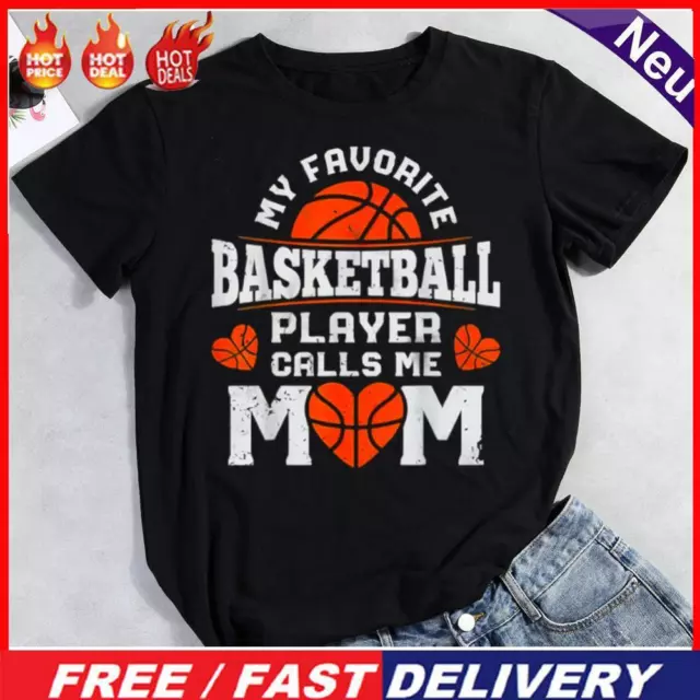my favorite basketball player calls me mom Round Neck T-shirt-0022155 Black × XX