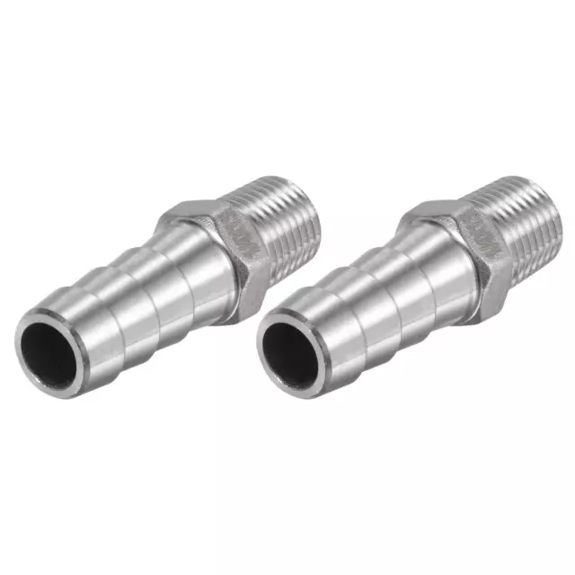 Manguera Espiga Montaje 13mm OD X 1/4PT Macho Rosca Recto Tubo Conector, 2uds