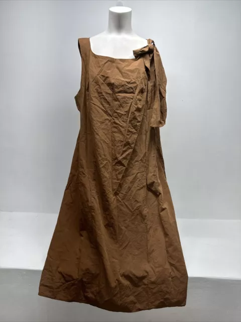 Voyage by Marina Rinaldi Maxi Dress Sleeveless Brown Cotton Silk EU 27 US 18