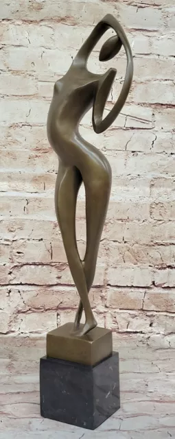 Signed Original Miguel Lopez Abstract Modern Art Female Bronze Sculpture Figure