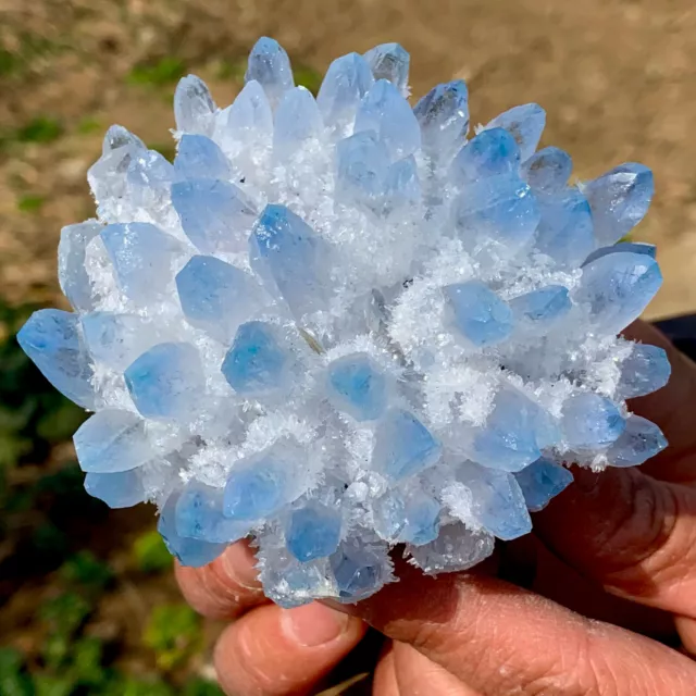 347g New Find sky blue Phantom Quartz Crystal Cluster Mineral Specimen Healing