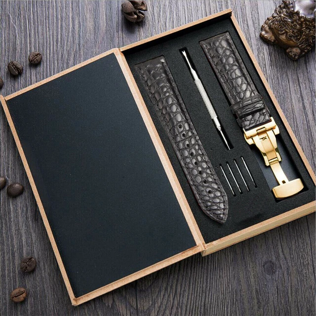 Genuine Crocodile Alligator Leather Watch Band Bracelet Strap Deployment Clasp