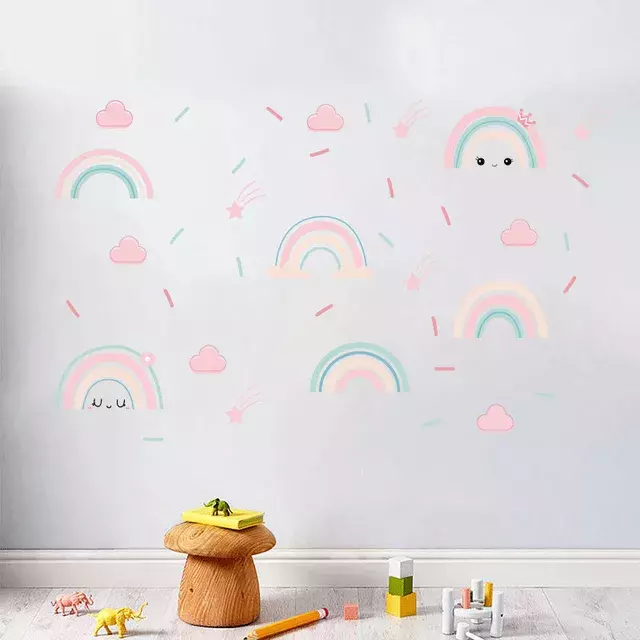 Rainbow Clouds Wall Decals Stickers Nursery Kids Bedroom