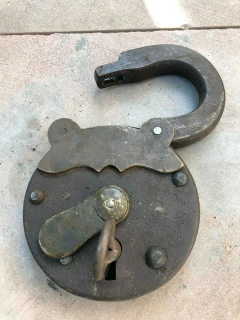 Ein Altes Primitives Massives Eisen-Messing Für Riesige Vorhängeschlösser... 8