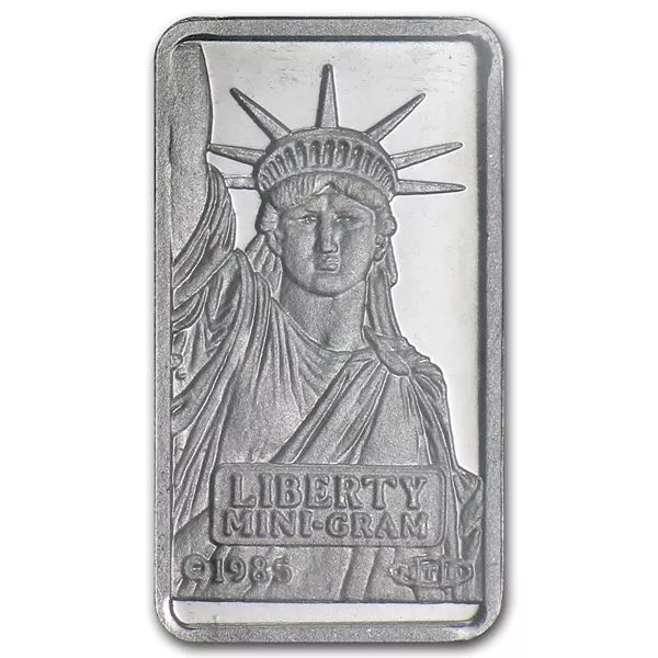 PURE  PLATINUM ~1~GRAM ~ STATUE  of  LIBERTY  BAR ~ 14~KT GOLD  PENDANT ~$188.88 2