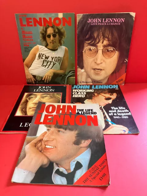 JOHN LENNON (Beatles) 5 original Tribute Magazines in Excellent condition