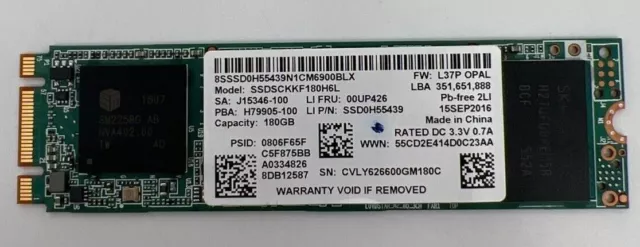Intel M.2 SATA 180GB M.2 2280 Internal SSD Solid State Drive SSDSCKKF180H6L