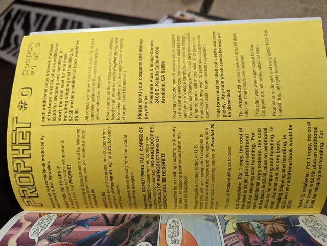 Prophet #1 Image Comics 1993 Coupon Intact 3