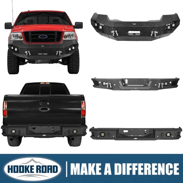 Hooke Road Front Rear Bumper For 2006 2007 2008 Ford F150 w/Winch Plate & Lights