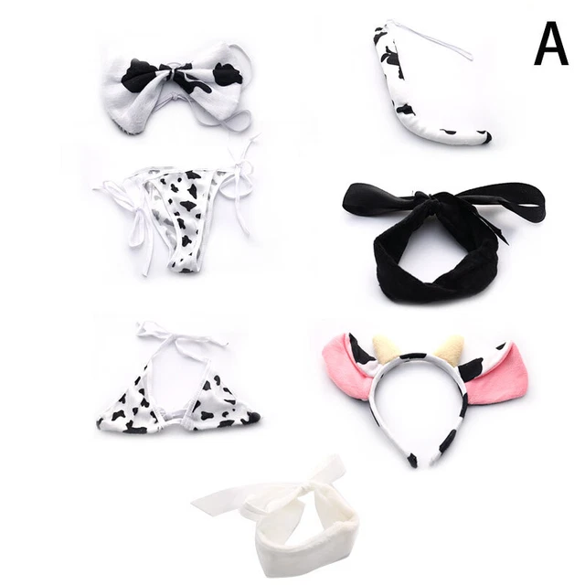 Costume da mucca sexy cosplay costume da bagno da cameriera anime set bikini reggiseno e collant calzino pe