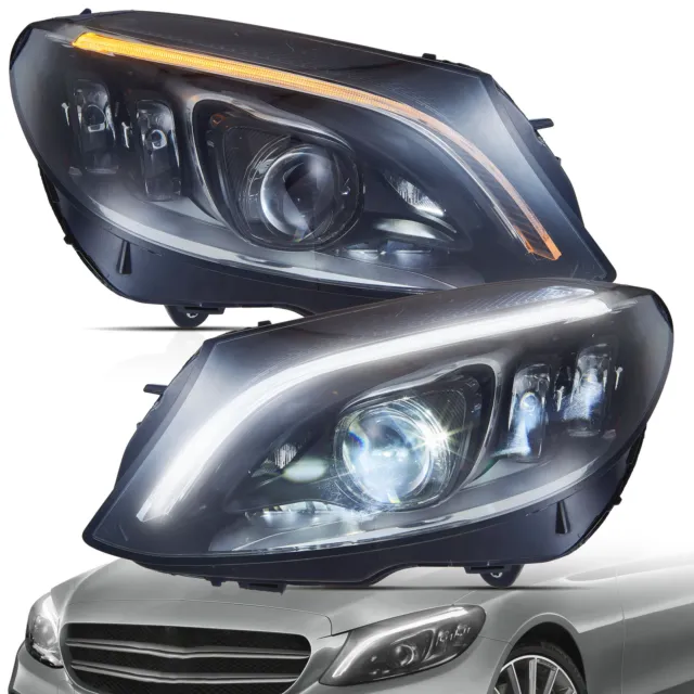 Paar VLAND LED Scheinwerfer für Mercedes C-Klasse W205 2015-2021 Links&Rechts