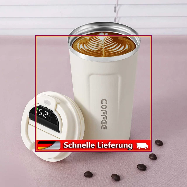 510 ml taza de café HD LCD Smart medición de temperatura coche taza aislante (blanco)