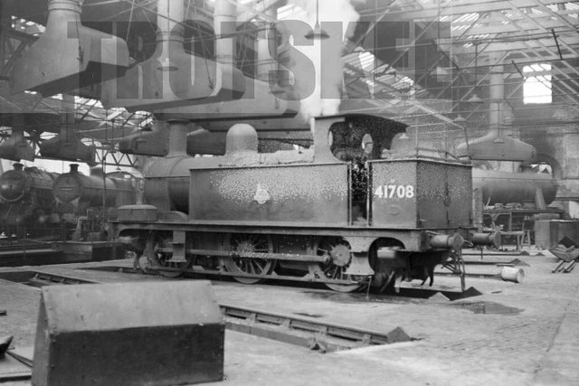 LARGER NEGATIVE BR British Railways Steam Loco 41708 Class 1377 Toton ...