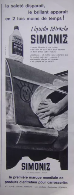 Publicité De Presse 1964 Simoniz Produits D'entretien Pour Carrosserie