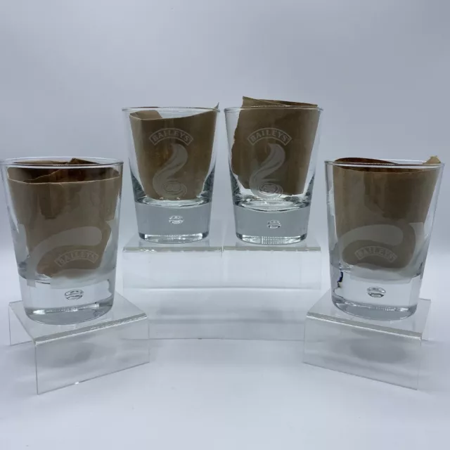 Baileys Irish Cream Rocks Glasses (4) Cocktail Swirl Design Tumblers 4 ¼” Tall