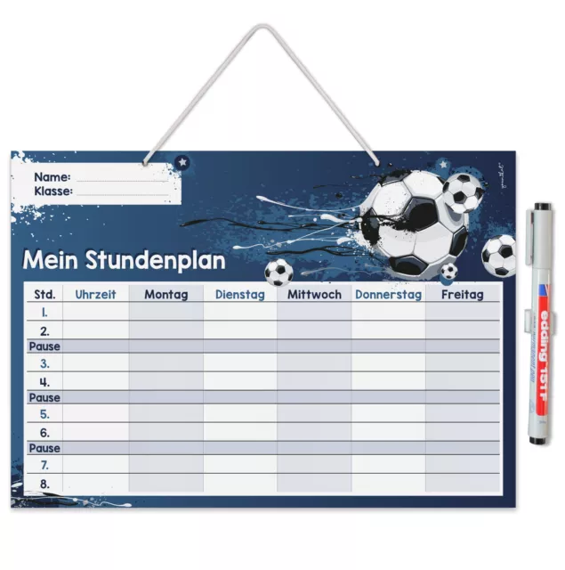 Fußball Stundenplan zum Aufhängen I abwischbar I DIN A4 I mit Stift I dv_984