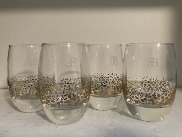 BAILEYS IRISH CREAM GOLD DOTS BUBBLES WHISKEY ROCKS GLASSES BB HEAVY BASE set 4