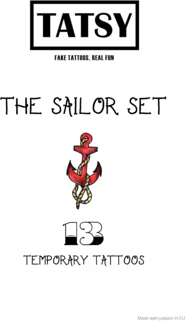 Sailor Seaman Marine temporäres Tattoo-Set von Tatsy, 1 Stück (1er Pack) 2