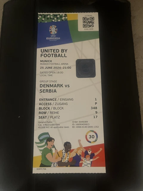 Copie Billet Euro 2024 Allemagne - Espagne Vs Italie, Match à Gelsenkirchen, N°16