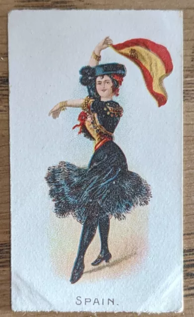 1908 Wills Cigarette Card Flag Girls Of All Nations No. 16 Spain