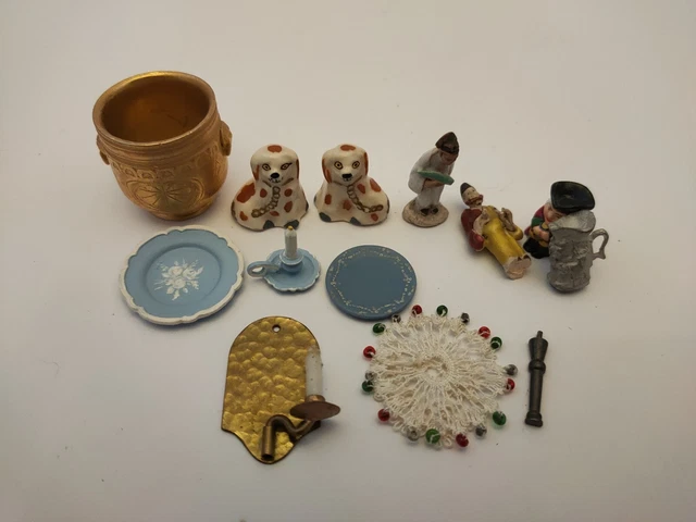 Doll's House Collectable Accessories Decor Ornaments Brass Plant Pot Plates Etc