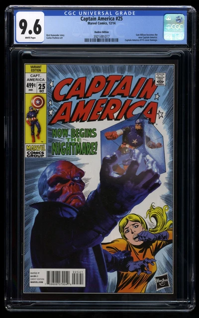Captain America #25 CGC NM+ 9.6 1:15 Hasbro Variant Red Skull Marvel