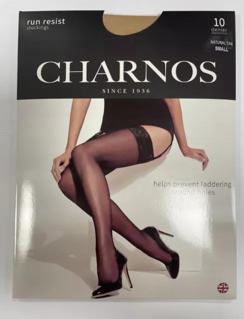 CHARNOS LIGHT FANTASTIC 7 Denier Lace Top SHERRY STOCKINGS Size