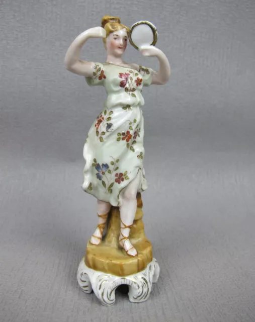 Antike handbemalte deutsche Porzellanfigur aus dem 19. Jahrhundert - Tänzerin. " 5,5"