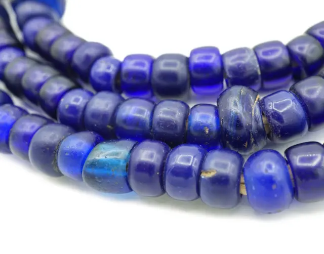 Vintage Tonal Dark Navy Blue German Padre African Trade Beads (8mm)