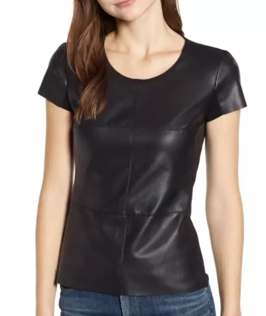 Bailey Black Hardy Faux Leather Front Top Women’s Size S L70415