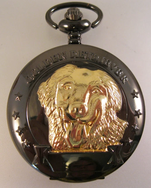 GOLDEN RETRIEVER Dog Pocket Watch w/Your Choice of Chain Costume Jewelry