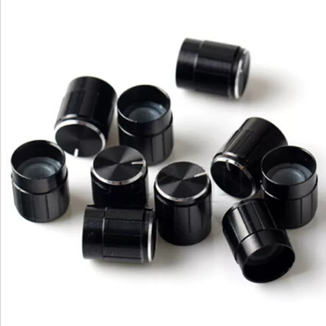 10 Volume Control Rotary Knobs Black for 6mm Dia. Knurled Shaft Potentiometer>