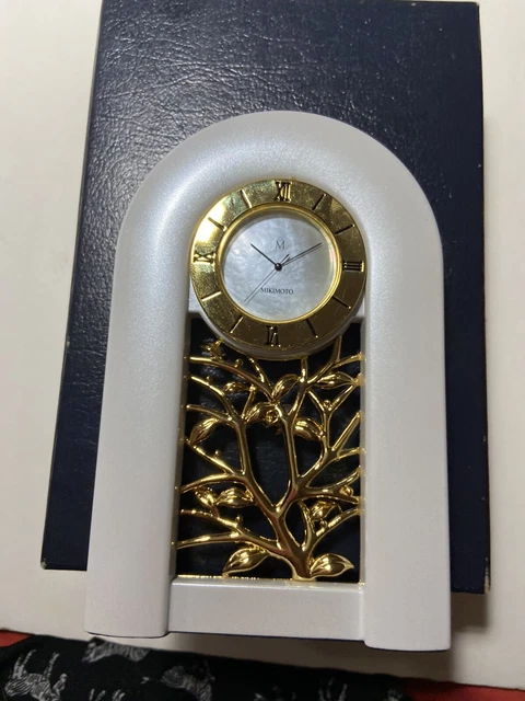Mikimoto International  White Pearl Desk Quartz Clock NIB Japan